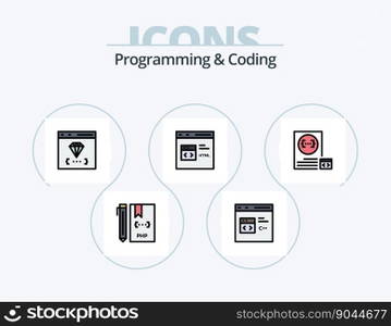 Programming And Coding Line Filled Icon Pack 5 Icon Design. coding. app. development. development. computer