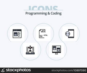 Programming And Coding Line Filled Icon Pack 5 Icon Design. develop. app. development. development. coding