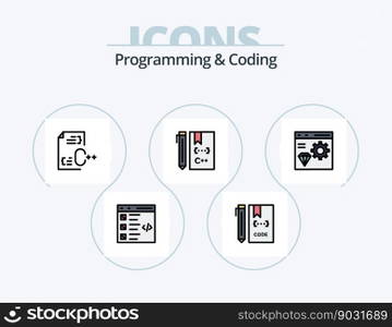 Programming And Coding Line Filled Icon Pack 5 Icon Design. develop. app. panel. development. css