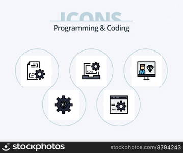 Programming And Coding Line Filled Icon Pack 5 Icon Design. develop. browser. flowchart. website. development