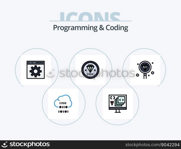 Programming And Coding Line Filled Icon Pack 5 Icon Design. develop. cloud. development. programming. develop