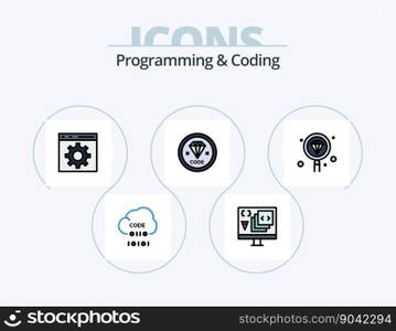 Programming And Coding Line Filled Icon Pack 5 Icon Design. develop. cloud. development. programming. develop
