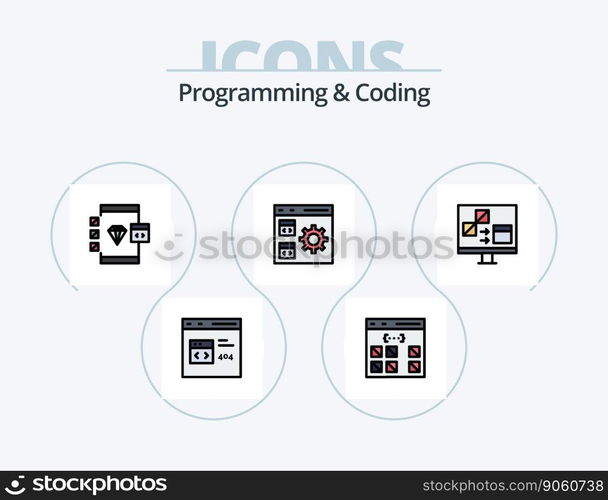 Programming And Coding Line Filled Icon Pack 5 Icon Design. development. coding. development. document. develop