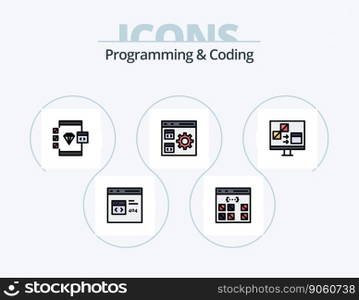 Programming And Coding Line Filled Icon Pack 5 Icon Design. development. coding. development. document. develop