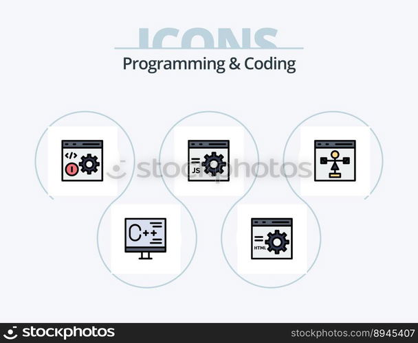 Programming And Coding Line Filled Icon Pack 5 Icon Design. development. coding. development. programming. develop
