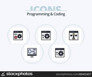 Programming And Coding Line Filled Icon Pack 5 Icon Design. development. coding. development. programming. develop