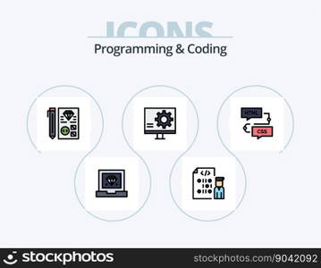 Programming And Coding Line Filled Icon Pack 5 Icon Design. development. coding. development. programming. develop