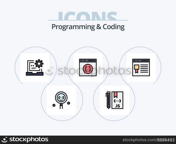 Programming And Coding Line Filled Icon Pack 5 Icon Design. development. coding. programming. programming. develop
