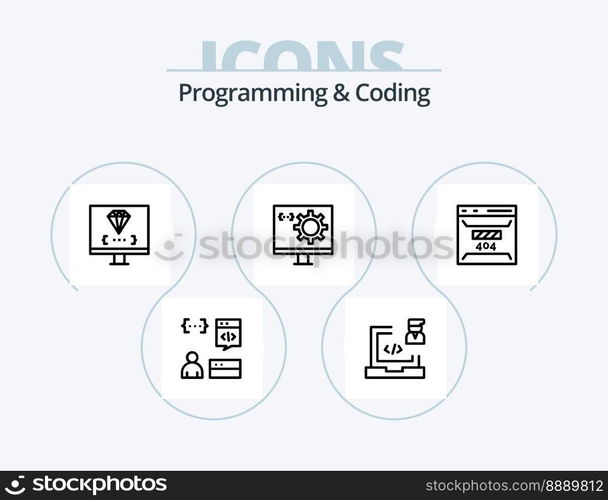 Programming And Coding Line Icon Pack 5 Icon Design. computer. app. develop. development. css