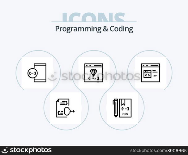 Programming And Coding Line Icon Pack 5 Icon Design. develop. app. develop. file. develop