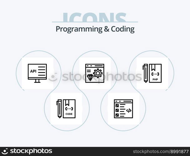 Programming And Coding Line Icon Pack 5 Icon Design. develop. code. develop. development. coding