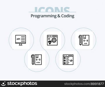 Programming And Coding Line Icon Pack 5 Icon Design. develop. code. develop. development. coding
