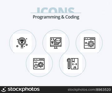 Programming And Coding Line Icon Pack 5 Icon Design. develop. code. development. development