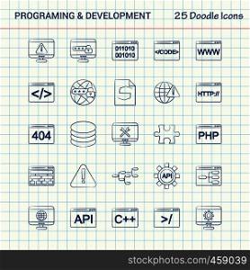 Programming and Developement 25 Doodle Icons. Hand Drawn Business Icon set