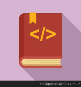 Programming book icon flat vector. Online education. Study training. Programming book icon flat vector. Online education