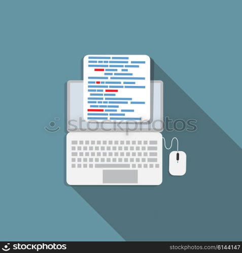 Programming Coding Concept Flat Background Vector Illustration EPS10. Programming Coding Concept Flat Background Vector Illustration