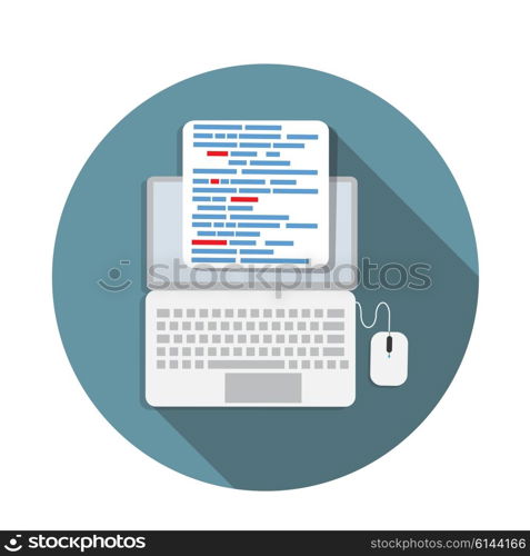 Programming Coding Concept Flat Background Vector Illustration EPS10. Programming Coding Concept Flat Background Vector Illustration