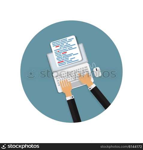 Programming Coding Concept Flat Background Vector Illustration EPS10. Programming Coding Concept Flat Background Vector Illustration