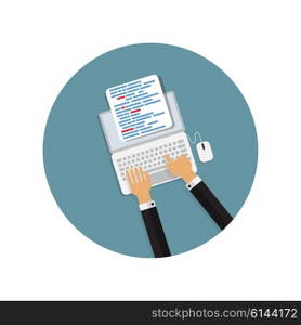 Programming Coding Concept Flat Background Vector Illustration EPS10. Programming Coding Concept Flat Background Vector Illustration