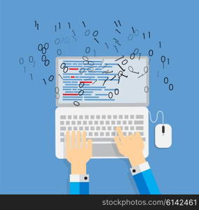 Programming Coding Flat Concept Vector Illustration. EPS10