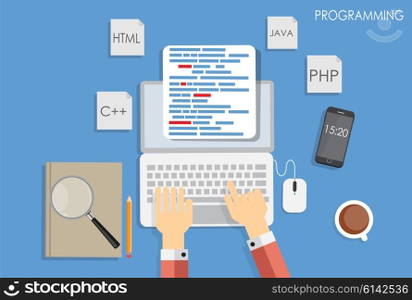 Programming Coding Flat Concept Vector Illustration. EPS10