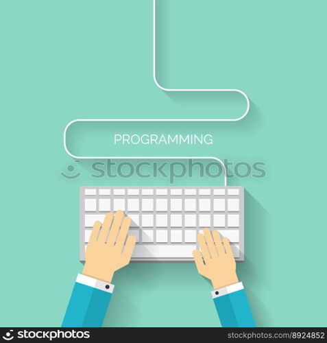 Programming flat cloud computing and social media vector image