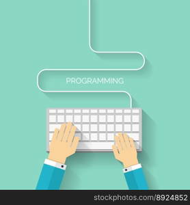 Programming flat cloud computing and social media vector image