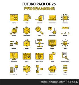 Programming Icon Set. Yellow Futuro Latest Design icon Pack