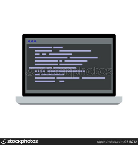 Programming on laptop. Software application computer, programming process. Vector illustration. Programming on laptop