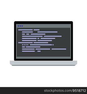 Programming on laptop. Software application computer, programming process. Vector illustration. Programming on laptop