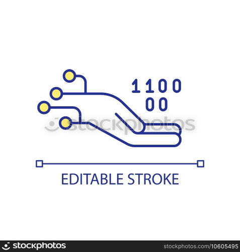 Programming support RGB color icon. Machine binary code. Software developing and engineering. Isolated vector illustration. Simple filled line drawing. Editable stroke. Arial font used. Programming support RGB color icon