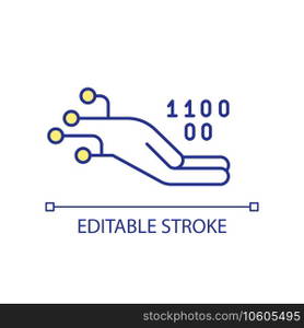 Programming support RGB color icon. Machine binary code. Software developing and engineering. Isolated vector illustration. Simple filled line drawing. Editable stroke. Arial font used. Programming support RGB color icon