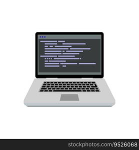 Programming, writing code. Coding website, software programmer application, web programming write on laptop, vector illustration. Programming, writing code
