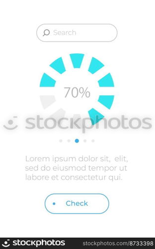 Progress circle chart UI element template. Editable isolated vector dashboard component. Flat user interface. Visual data presentation. Web design widget for mobile application with light theme. Progress circle chart UI element template