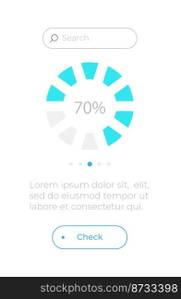 Progress circle chart UI element template. Editable isolated vector dashboard component. Flat user interface. Visual data presentation. Web design widget for mobile application with light theme. Progress circle chart UI element template