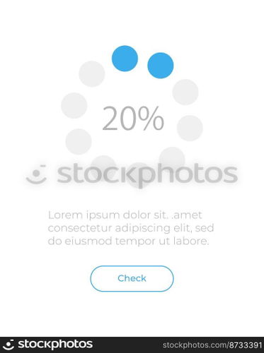 Progress circle diagram UI element template. Editable isolated vector dashboard component. Flat user interface. Visual data presentation. Web design widget for mobile application with light theme. Progress circle diagram UI element template