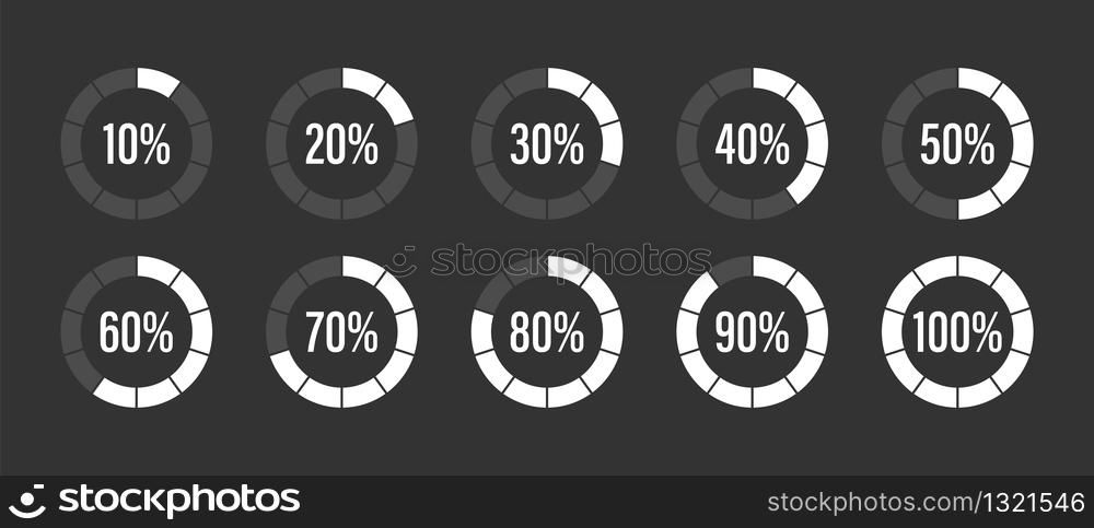 Progress load set loader. Vector progress loading bar set. Vector isolated icon. Progress load set loader. Vector progress loading bar set. Vector isolated