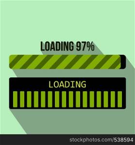 Progress loading bar icon in flat style on a light blue background. Progress loading bar icon, flat style