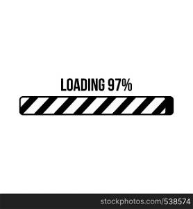 Progress loading bar icon in simple style on a white background. Progress loading bar icon, simple style