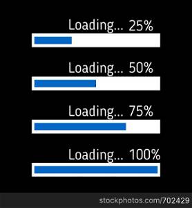 Progress loading bar. Set of loading icons. Load. load icons. Eps10. Progress loading bar. Set of loading icons. Load. load icons