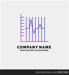 progress, report, statistics, patient, recovery Purple Business Logo Template. Place for Tagline. Vector EPS10 Abstract Template background