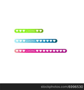 Progress status bar icon. Love loading collection. White heart. Funny happy valentines day element.Web design app download timer. Red background. Flat trendy object. Isolated. Greeting card. Vector.. Progress status bar icon. Love loading collection. White heart. Funny happy valentines day element.Web design app download timer. Red background. Flat trendy object. Isolated. Greeting card. Vector