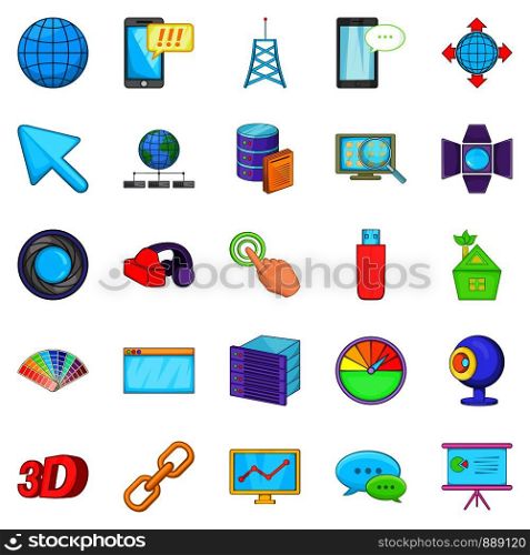 Progressive advertising icons set. Cartoon set of 25 progressive advertising vector icons for web isolated on white background. Progressive advertising icons set, cartoon style