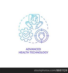 Progressive medical technology blue gradient concept icon. Competitive advantage in healthcare abstract idea thin line illustration. Isolated outline drawing. Myriad Pro-Bold font used . Progressive medical technology blue gradient concept icon