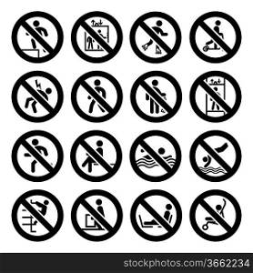 Prohibited black signs vector