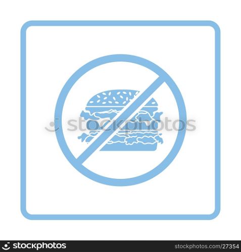 Prohibited hamburger icon. Blue frame design. Vector illustration.
