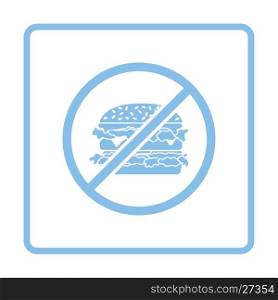 Prohibited hamburger icon. Blue frame design. Vector illustration.
