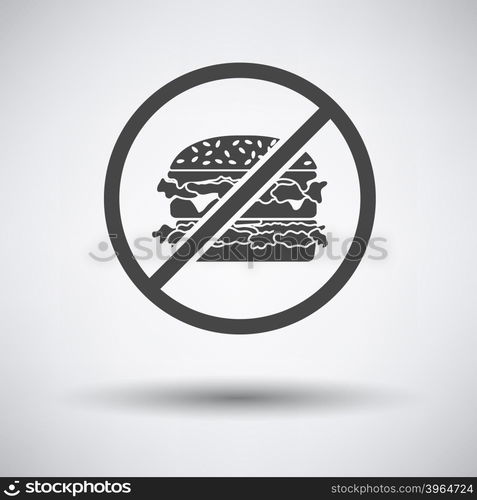 Prohibited hamburger icon on gray background with round shadow. Vector illustration.