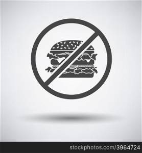 Prohibited hamburger icon on gray background with round shadow. Vector illustration.