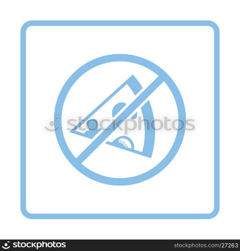 Prohibited pizza icon. Blue frame design. Vector illustration.